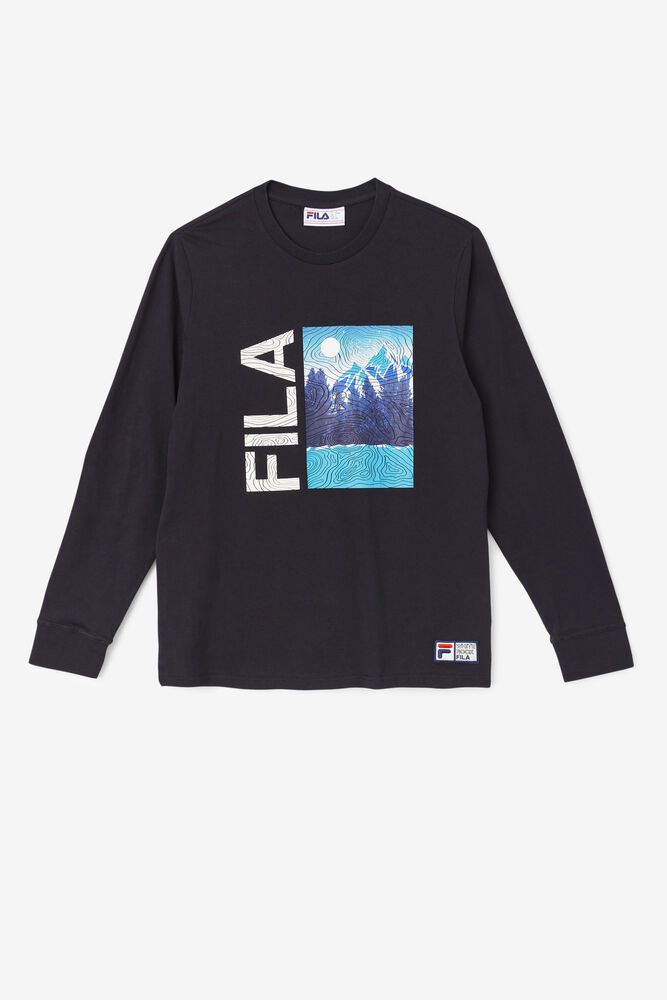 Fila T-Shirt Mens Black - Yenisei Long Sleeve - Philippines 9724031-AZ